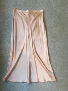 Rouje Pale Blush Satin Maxi Skirt